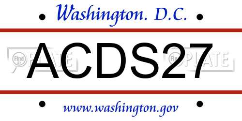 ACDS27 District Of Columbia License Plate