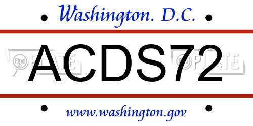 ACDS72 District Of Columbia License Plate