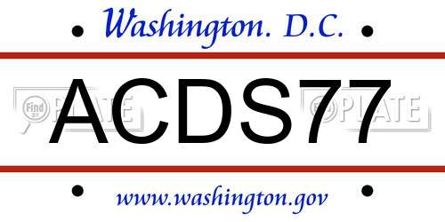 ACDS77 District Of Columbia License Plate