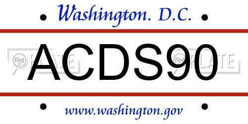 ACDS90 District Of Columbia License Plate