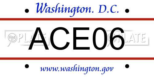 ACE06 District Of Columbia License Plate