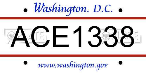 ACE1338 District Of Columbia License Plate