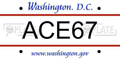 ACE67 District Of Columbia License Plate