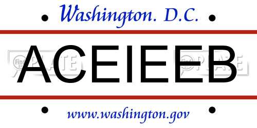 ACEIEEB District Of Columbia License Plate