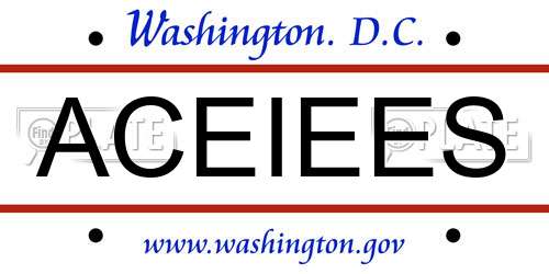 ACEIEES District Of Columbia License Plate