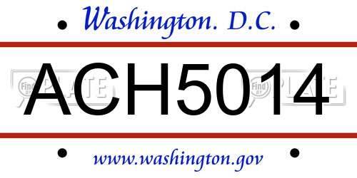 ACH5014 District Of Columbia License Plate