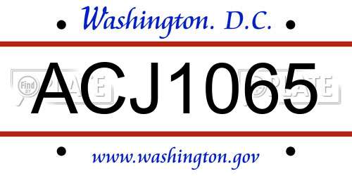 ACJ1065 District Of Columbia License Plate