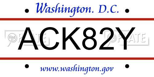 ACK82Y District Of Columbia License Plate