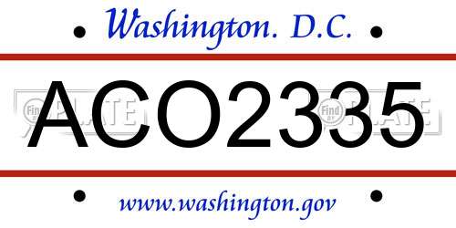 ACO2335 District Of Columbia License Plate