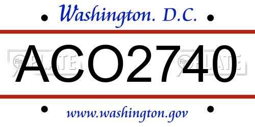 ACO2740 District Of Columbia License Plate