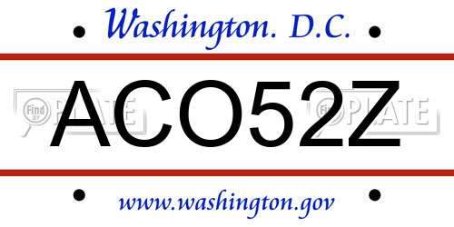 ACO52Z District Of Columbia License Plate