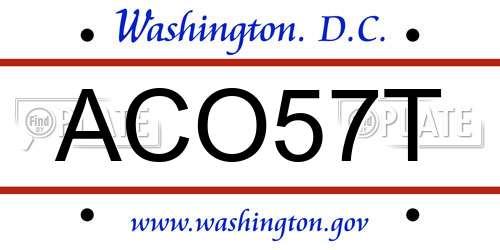 ACO57T District Of Columbia License Plate