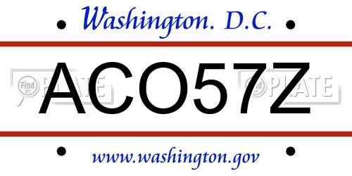 ACO57Z District Of Columbia License Plate