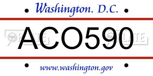 ACO590 District Of Columbia License Plate