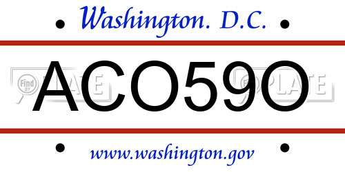 ACO59O District Of Columbia License Plate