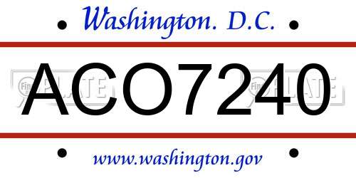 ACO7240 District Of Columbia License Plate