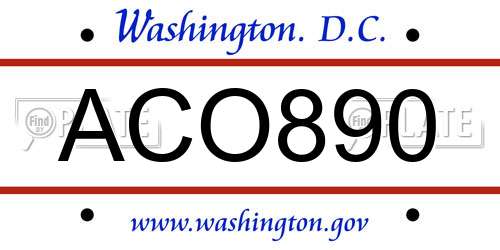 ACO890 District Of Columbia License Plate