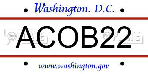ACOB22 District Of Columbia License Plate