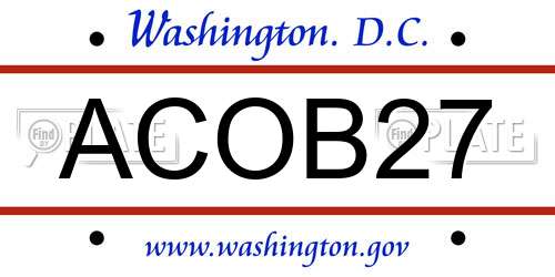 ACOB27 District Of Columbia License Plate