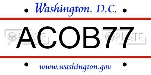 ACOB77 District Of Columbia License Plate