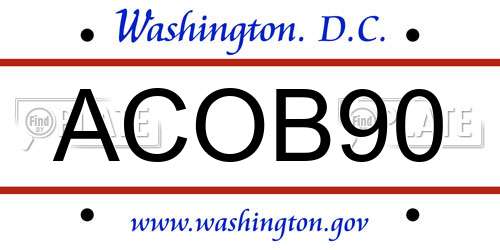 ACOB90 District Of Columbia License Plate
