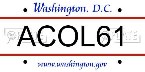 ACOL61 District Of Columbia License Plate