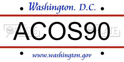 ACOS90 District Of Columbia License Plate