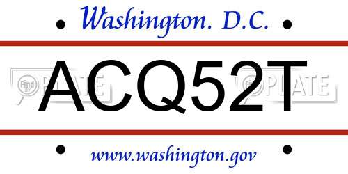 ACQ52T District Of Columbia License Plate