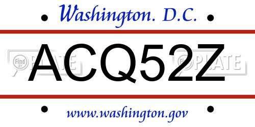ACQ52Z District Of Columbia License Plate