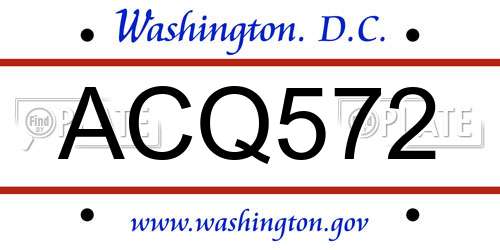 ACQ572 District Of Columbia License Plate