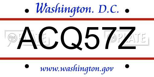 ACQ57Z District Of Columbia License Plate