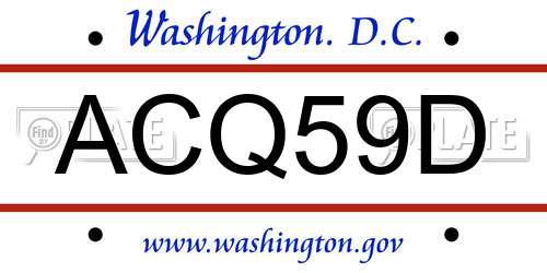 ACQ59D District Of Columbia License Plate