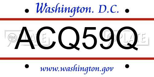 ACQ59Q District Of Columbia License Plate