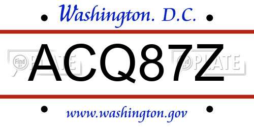 ACQ87Z District Of Columbia License Plate