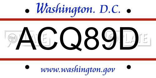 ACQ89D District Of Columbia License Plate