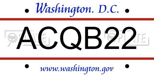ACQB22 District Of Columbia License Plate