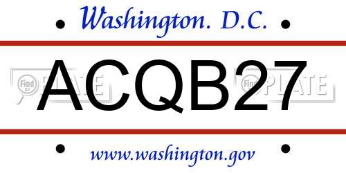 ACQB27 District Of Columbia License Plate