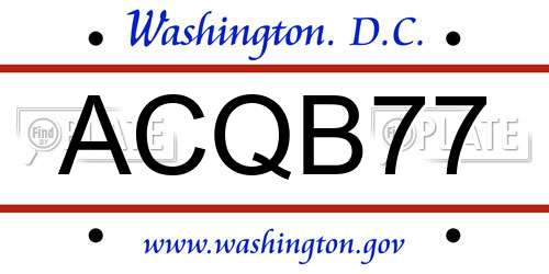 ACQB77 District Of Columbia License Plate