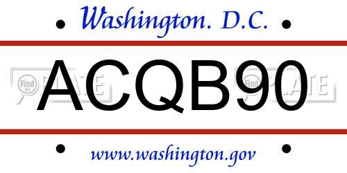 ACQB90 District Of Columbia License Plate