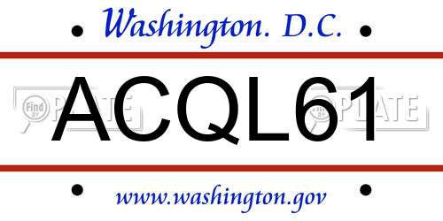 ACQL61 District Of Columbia License Plate