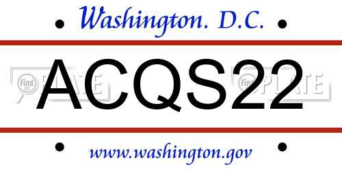 ACQS22 District Of Columbia License Plate