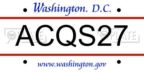 ACQS27 District Of Columbia License Plate