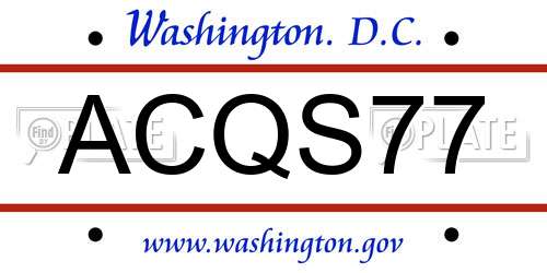 ACQS77 District Of Columbia License Plate