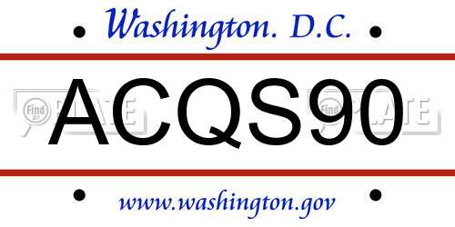 ACQS90 District Of Columbia License Plate