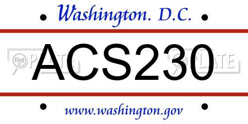 ACS230 District Of Columbia License Plate