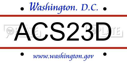 ACS23D District Of Columbia License Plate