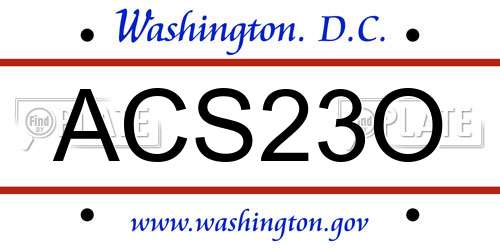 ACS23O District Of Columbia License Plate