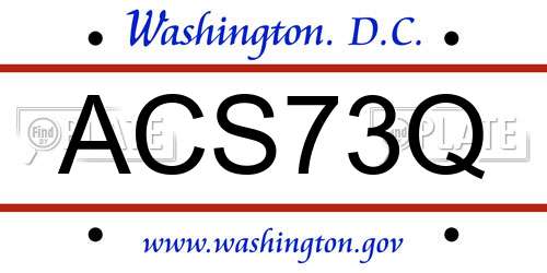 ACS73Q District Of Columbia License Plate