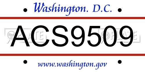 ACS9509 District Of Columbia License Plate