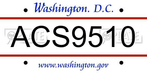 ACS9510 District Of Columbia License Plate